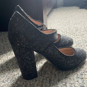 Black glitter heels